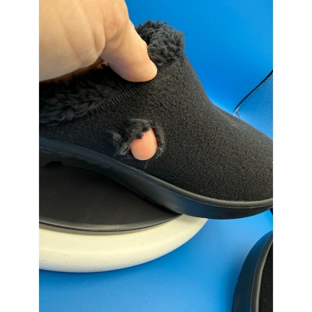 Oofos Oocoozie Mule Mens‎ Size 12 Black Sherpa Comfort Recovery Slip On Shoes